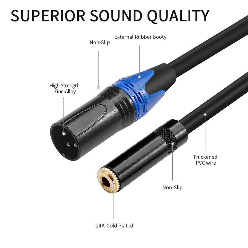 [AUSTRALIA] - DISINO 1/8 to XLR Male Cable,Balanced 3.5mm(1/8 inch) Female Stereo TRS Mini Jack to XLR Male Audio Converter Adapter Cable - 1feet/30cm 1 Feet 