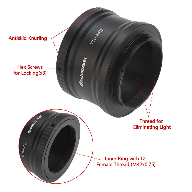 Astromania T/T2 Lens Mount Adapter Ring for Sony-NEX Camera Ring Set for Sony-NEX