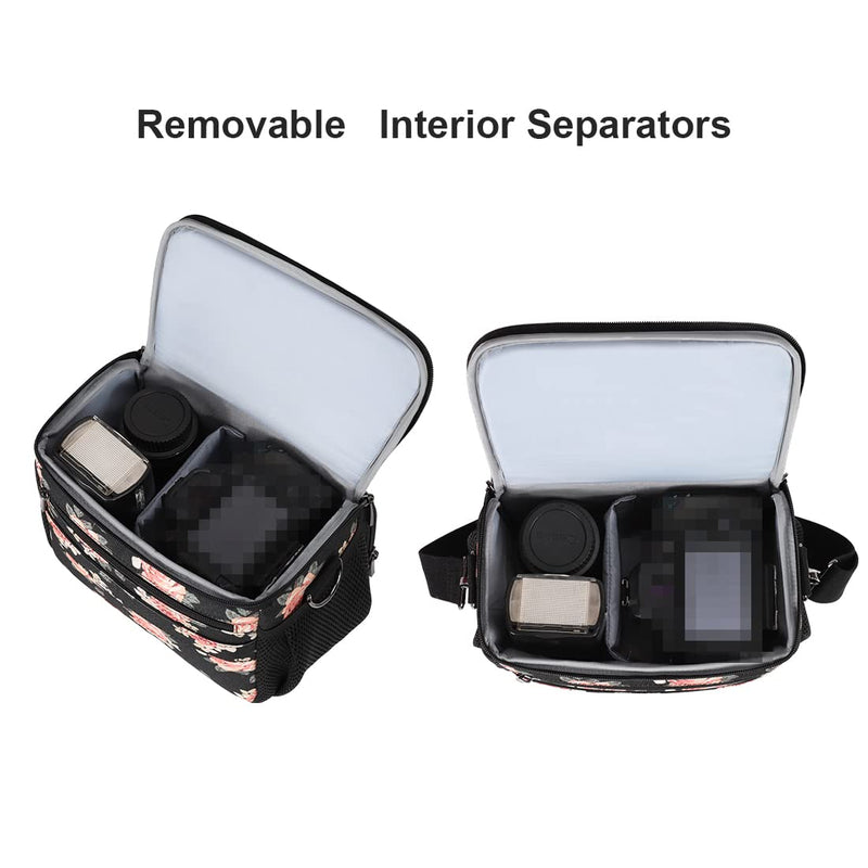 DOMISO Camera Bag Case Waterproof Anti-Shock Shoulder Bag, Flower