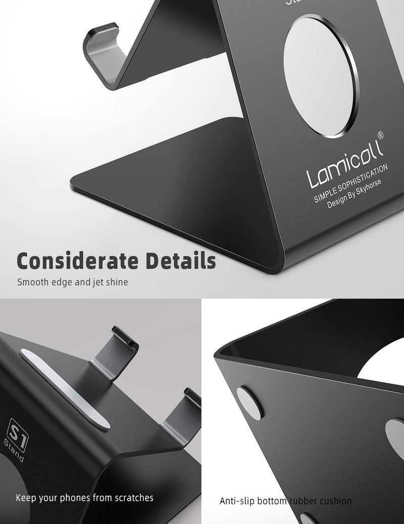 Lamicall Cell Phone Stand, Phone Dock: Cradle, Holder, Stand for Office Desk - Black
