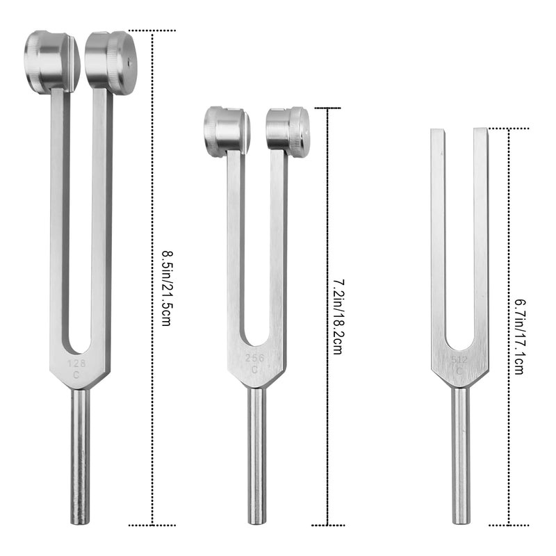 Tuning Fork Set 3 Pcs 128Hz 256Hz 512Hz Tuning Forks for Healing Chakra Set with Reflex Hammer Gift for Buddhists Yoga Teacher Sound Healer