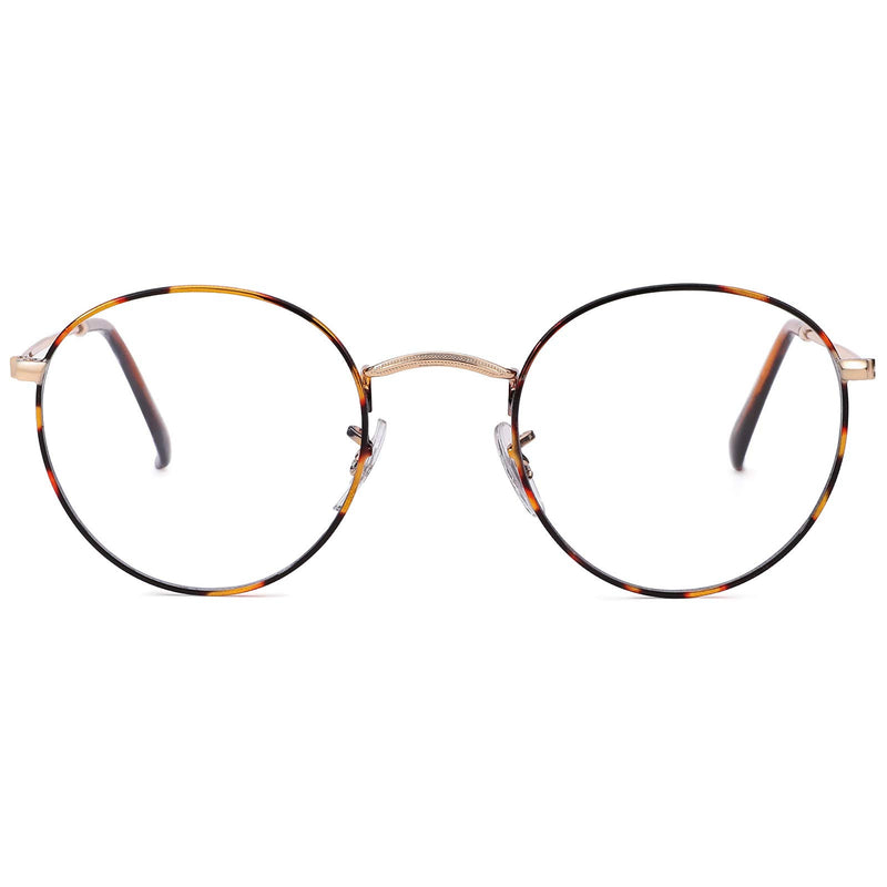 Pro Acme Classic Round Metal Clear Lens Glasses Frame Unisex Circle Eyeglasses Floral | Black - Blue Light Filter 50 Millimeters