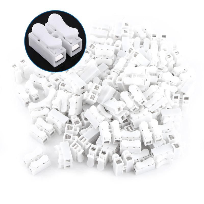 2 Pin Wire Connectors, 100Pcs Spring Wire Connectors Terminal Cable Clamp Connectors, Quick Terminal Wire Connector for Wire LED Strip Light Wire Connecting