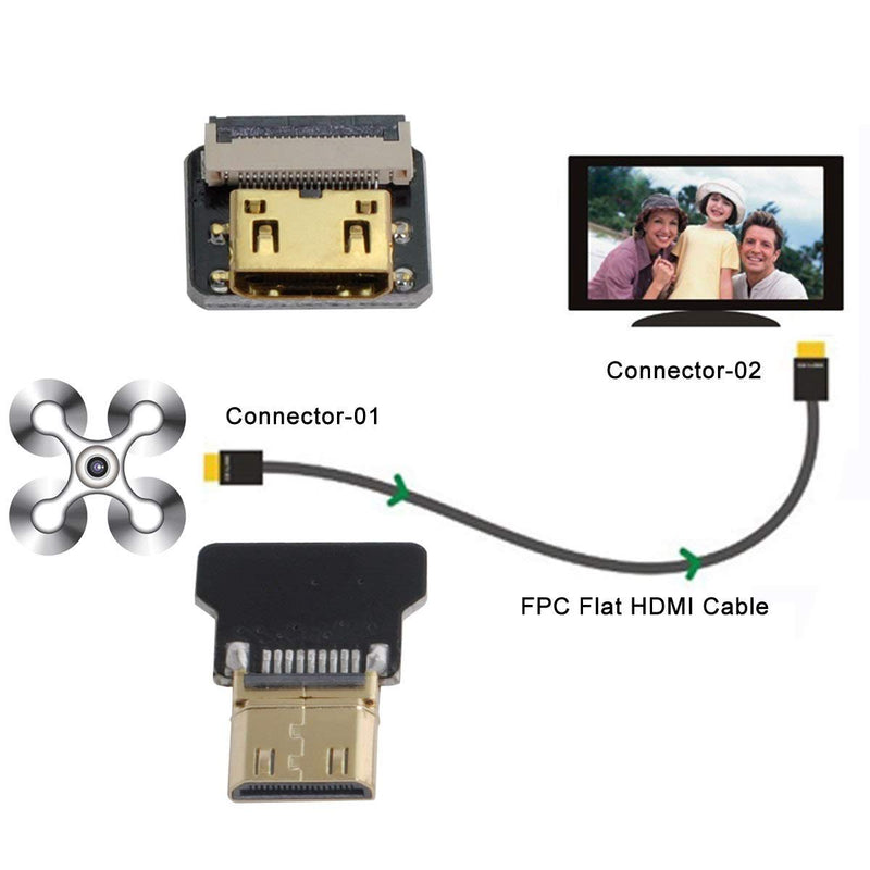 Xiwai CYFPV Mini HDMI Male to Mini HDMI Female Extension FPC Flat Cable 1080P for FPV HDTV Multicopter Aerial Photography (0.2m) 20CM