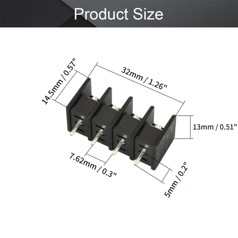 Fielect 20Pcs 7.62mm Pitch 4P PCB Screw Terminal Block Connector Black 300V 20A Pluggable Teminal Blocks Connector