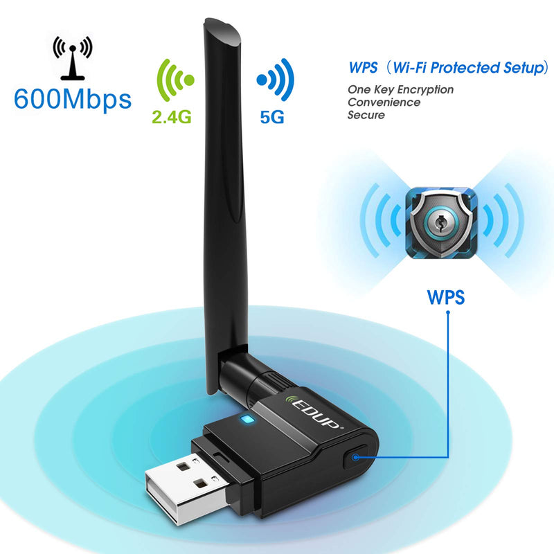EDUP USB WiFi Adapter Dual Band Wireless Network Adapter 802.11 AC 2.4G/5G USB Wi-Fi Dongle with Extender Antenna Compatible with Windows XP / Vista /7 /8.1 /10, Mac OS X 10.7-10.15
