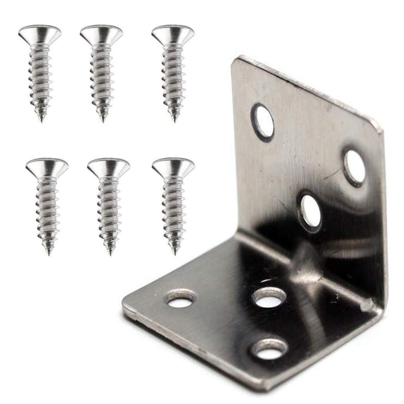 LC LICTOP Stainless Steel Shelf Support Corner Brace for Wood Mounting Heavy Duty Angle Code Right Angle,38mmx30mmx1.5mm(Thick)(8 Pcs) 6 HOLE (38x30mm)