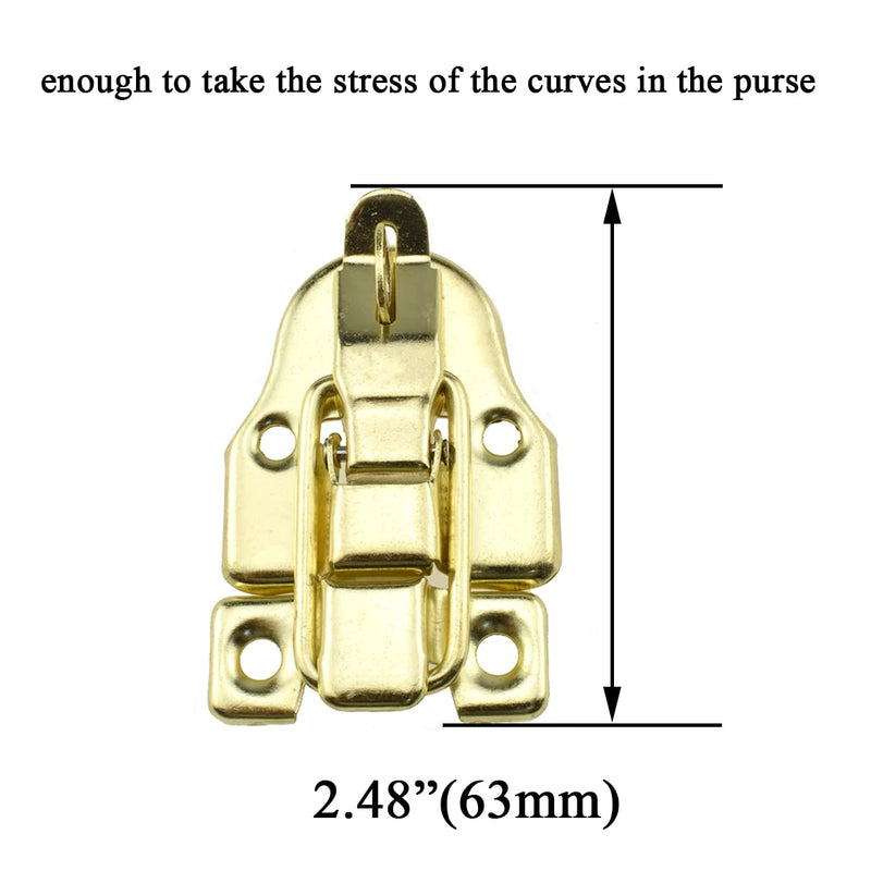 Hahiyo 1.56 Inch Length Suitcase Latches with 16 Screws Smooth Swivel Action Close Securely Neutral Appearance Carbon Steel Decorative Buckle Lock Hasp Gold 4 PCS for Gift Cases Music Jewelry Boxes Suitcase Latches-1.56"-Gold-4P