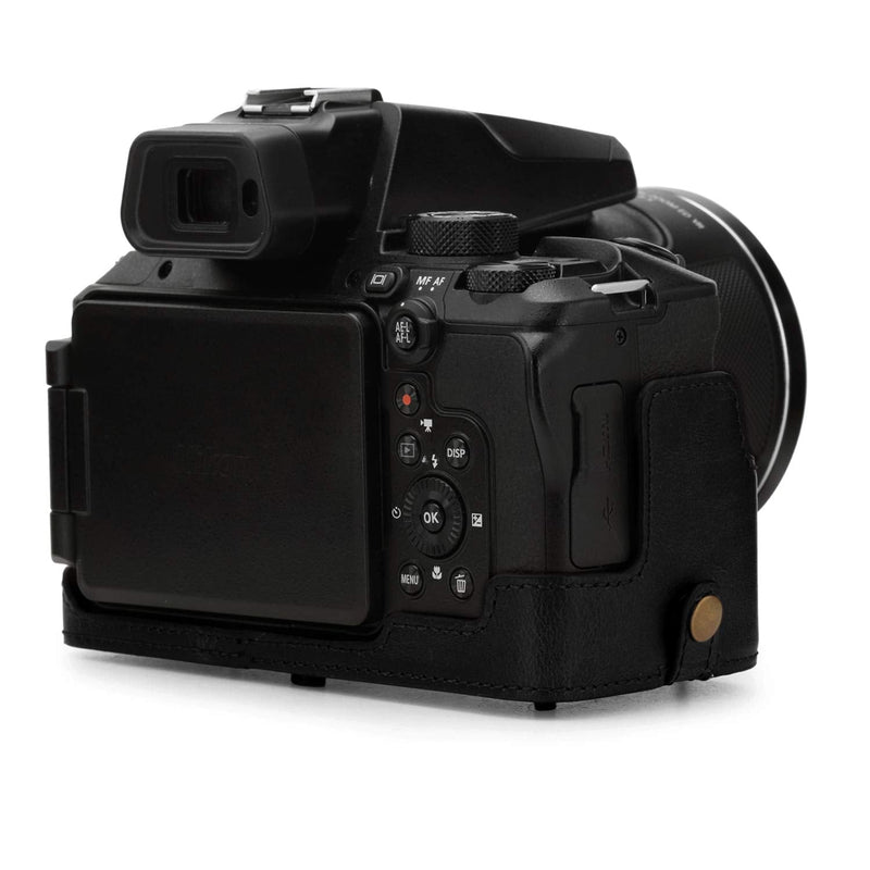 MegaGear Ever Ready Leather Camera Case Compatible with Nikon Coolpix P950 Black