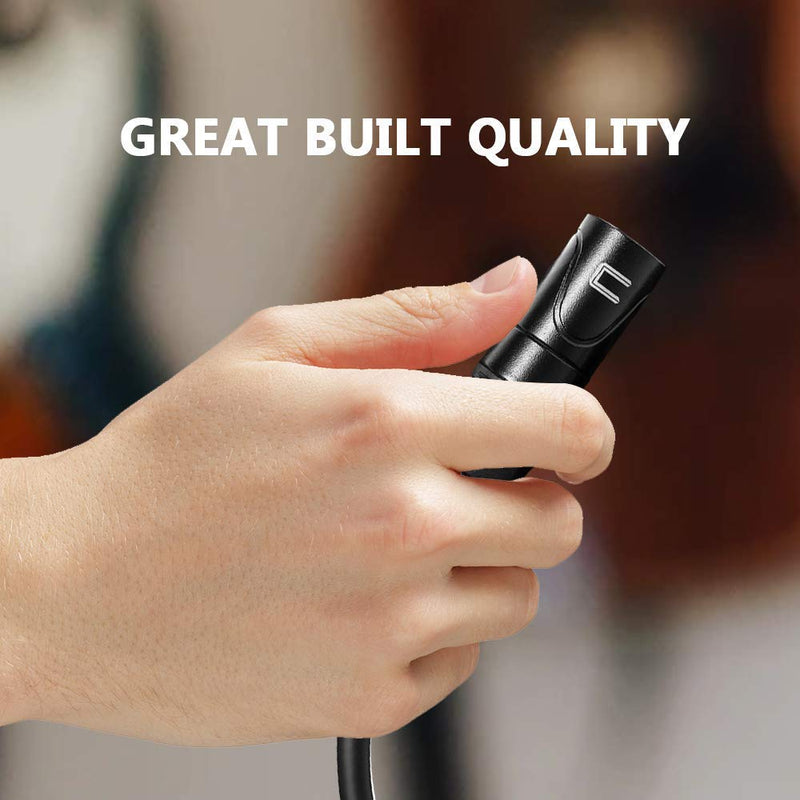 [AUSTRALIA] - Balanced XLR Cable Male to Female - 0.5 Feet (6 inches) Black - Pro 3-Pin Microphone Connector for Powered Speakers, Audio Interface or Mixer for Live Performance & Recording 