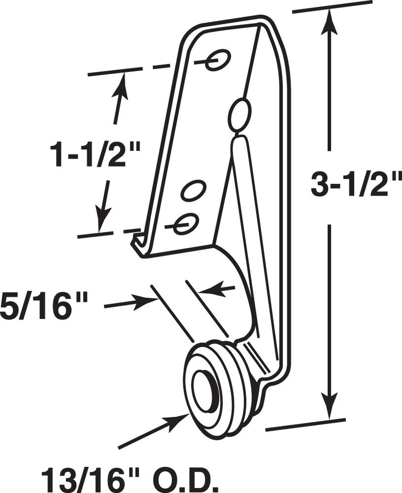 Prime-Line Products R 7141 Drawer Track Center Roller, 13/16-Inch, Left Hand,(Pack of 2) Mill