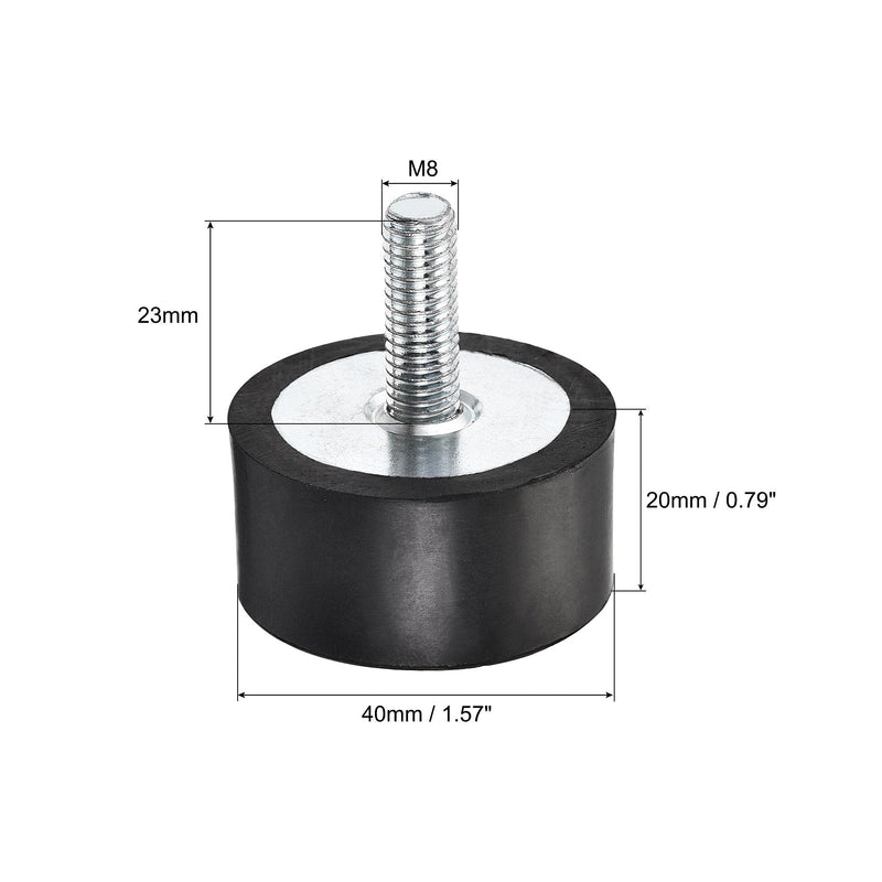 uxcell M8 Rubber Mounts, 2pcs Male Thread Shock Absorber, for Motor Generator Compressor Garage Reverse Pump Impact Air Generator Bobbins, D40mmxH20mm