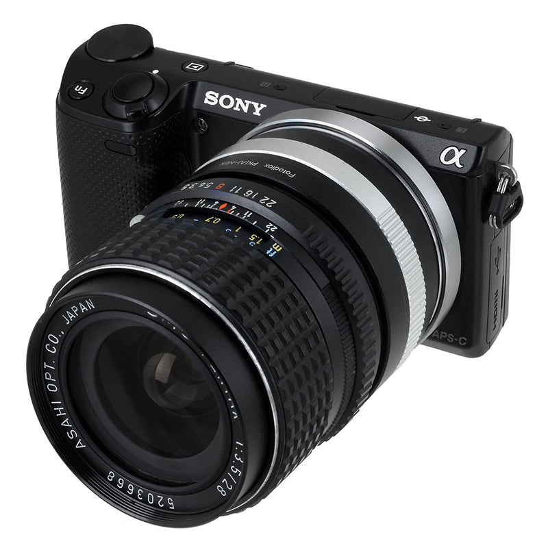 Fotodiox Lens Mount Adapter - Pentax K AF Mount (PKAF) DSLR Lens to Sony Alpha E-Mount Mirrorless Camera Body with Built-in Aperture Control Dial Standard