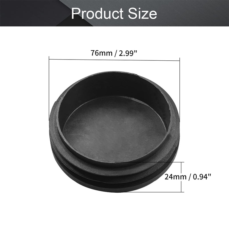 MroMax 10PCS 76mm/2.99" Dia Plastic Tubing Plug Round Post End Caps for Handrail Stair Newel Guardrail Tube Black Dia 76mm