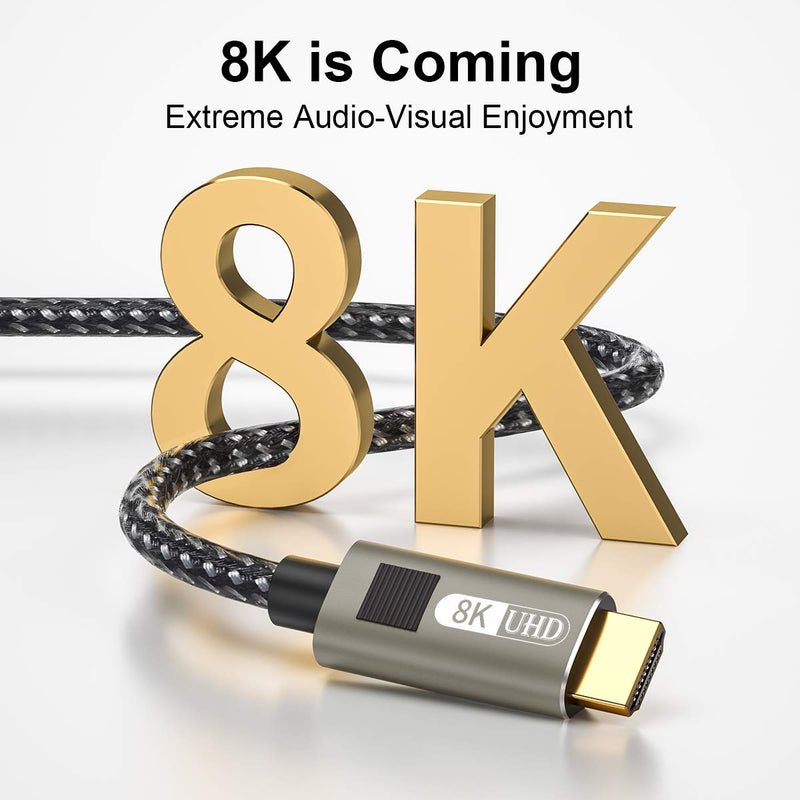 8K HDMI Cable 6.6FT,SILEBING09 HDMI 2.1 8K@60Hz Ultra HD Suppor High Speed 48Gbps Nylon Braided Cord,Compatible with Most UHD TV,Monitor,PS5