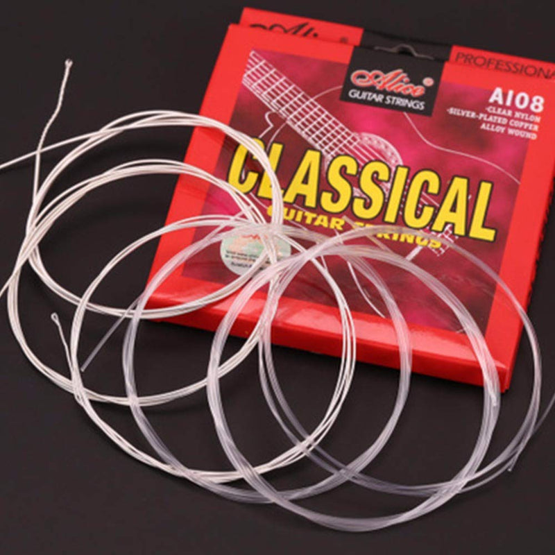 GOSONO Classical Guitar Strings Set 6-string Classic Guitar Clear Nylon Strings Silver Plated Copper Alloy Wound - A108