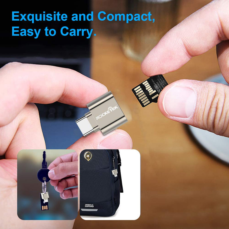 Rocketek USB Type C to TF Memory Card Reader Adapter for TF/Micro SD/Micro SDXC/Micro SDHC Card, Compatible with Phone, Computer, Camera, Laptop and Tablet
