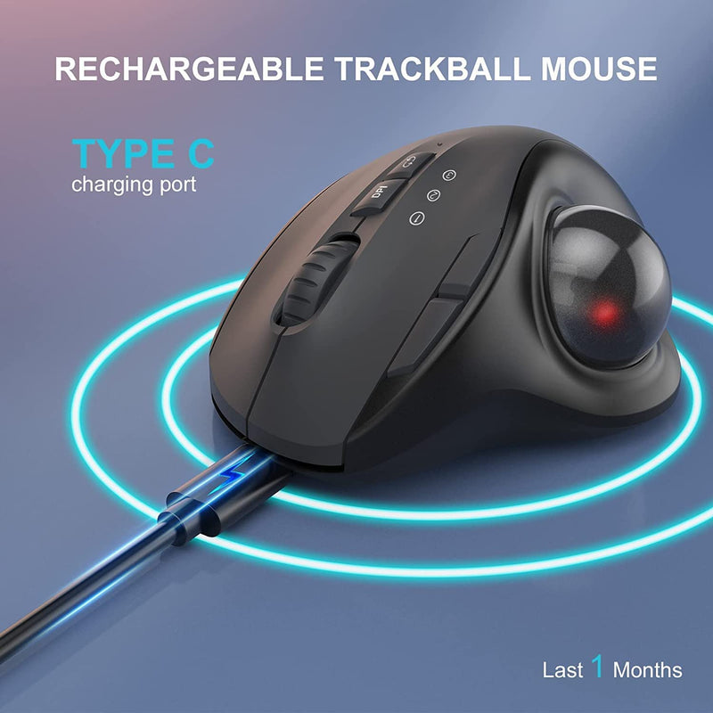 seenda Trackball Mouse Wireless, Bluetooth Ergonomic Rollerball with 3 Adjustable DPI, Rechargeable Thumb Control Mice with 3 Device Connection, Precise and Smooth Tracking for PC, iPad, Mac, Windows