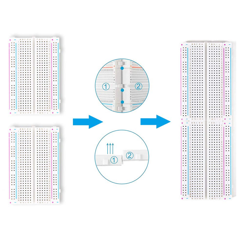 REXQualis 6PCS Small Breadborad 400 Point Solderless Breadboards for Proto Shield Distribution Connecting Blocks