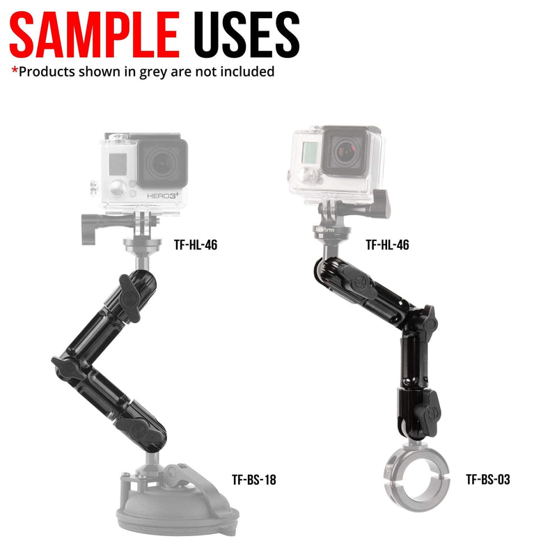 7" Aluminum Arm with Dual 20mm Ball & Socket Joints. Expandable Elbow Joint. Thumbscrew for Quick Adjustment. Tackform Enduro Series 7" Expandable Arm