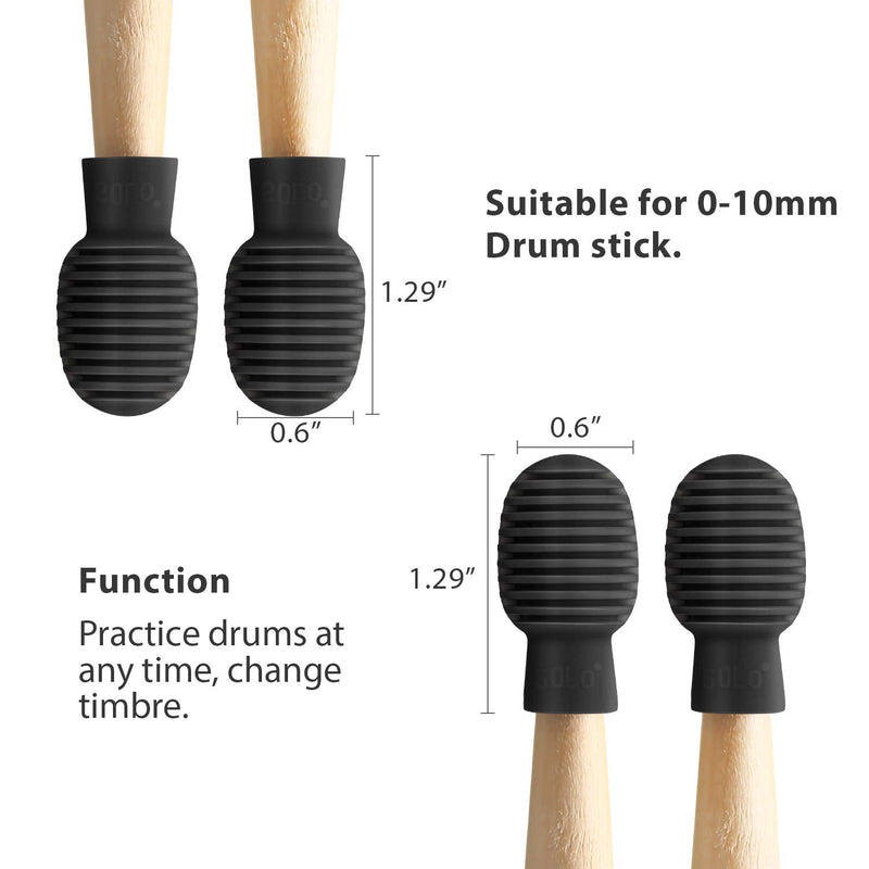 8 Pieces Drum Mute Drumstick Silent Tip Drum Dampener Accessory Rubber Practice Percussion Tips Mute Replacement Drum Practice Tips (Black and Grey)