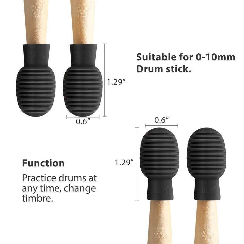 4 Pieces Drum Mute Drum Dampener Silicone Drumstick Silent Practice Tips Percussion Accessory Mute Replacement Musical Instruments Accessory (Black) Black