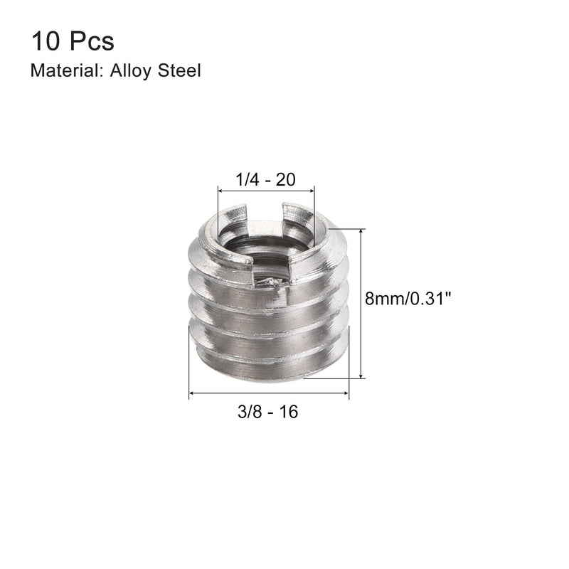 uxcell 1/4" Female to 3/8" Male Convert Screw Adapter 0.31" Height for Camera Tripod Alloy Steel Through Hole 10Pcs