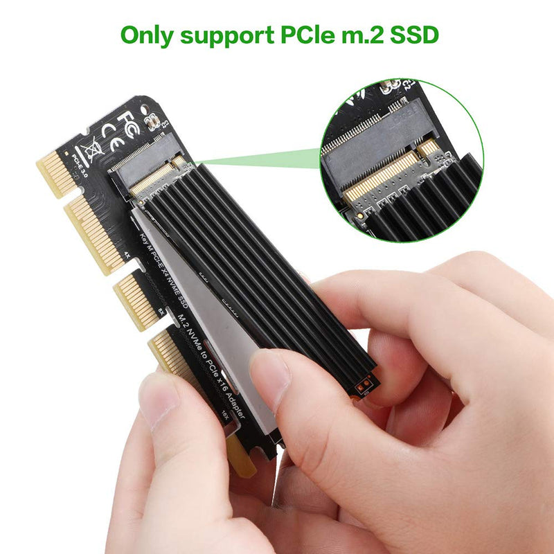 NVME PCIe x16 Adapter Card - BEYIMEI NVMe Adapter M.2 PCIe SSD to PCI-e x4/x8/x16 Converter Card with Heat Sink for M.2 (M Key) NVMe SSD 2230/2242/2260/2280 [Upgraded]