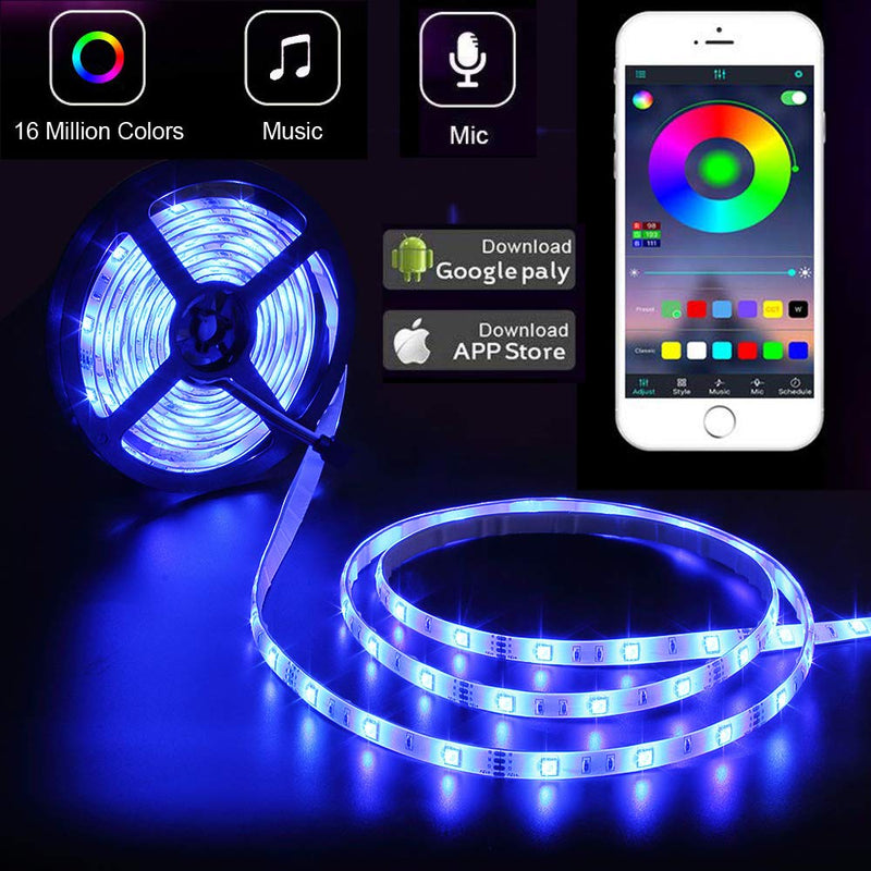 [AUSTRALIA] - LED Strip Lights, HKESTAR Color Changing 16.4 feet 150 LEDs Flexible Light Strip SMD 5050 RGB Rope Lights with Bluetooth Controller Sync to Music APP for Home Kitchen TV Bedroom 