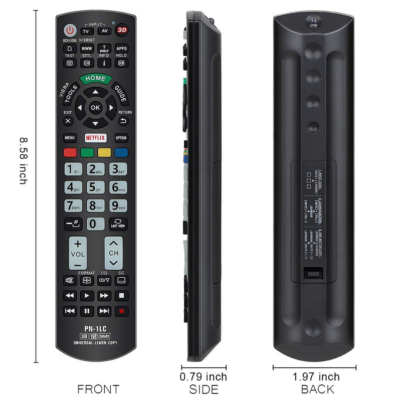 Gvirtue Universal Replacement Remote Control PN-1LC Compatible for Almost All Panasonic-Remote-Control LCD LED 3D Smart 4K Ultra HD TV with Netflix and Viera Link Buttons