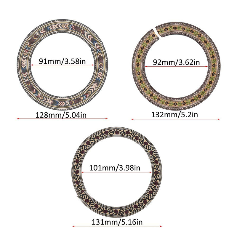 Bnineteenteam 3Pcs Wood Soundhole Rosette Inlay Sound Hole Decal for Acoustic Classical Guitar Parts Accessories