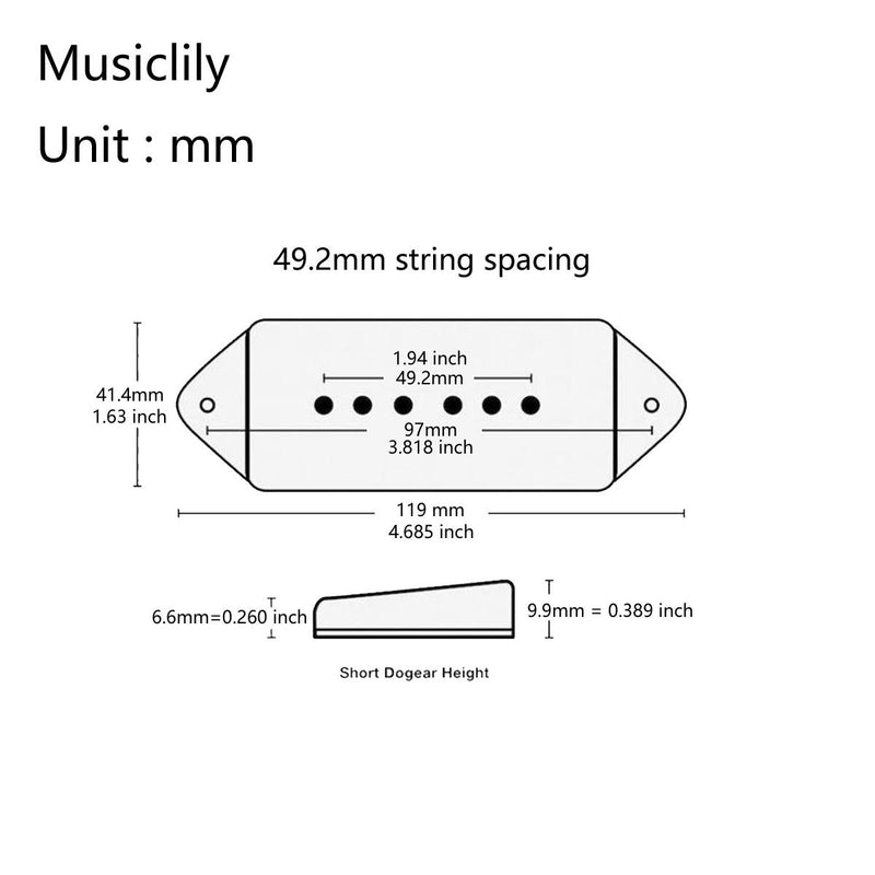 [AUSTRALIA] - Musiclily Pro 49.2mm P90 Dog Ear Short/Low Neck Position Pickup Covers for USA Les Paul/Vintage Style Epiphone, Black (Set of 2) 