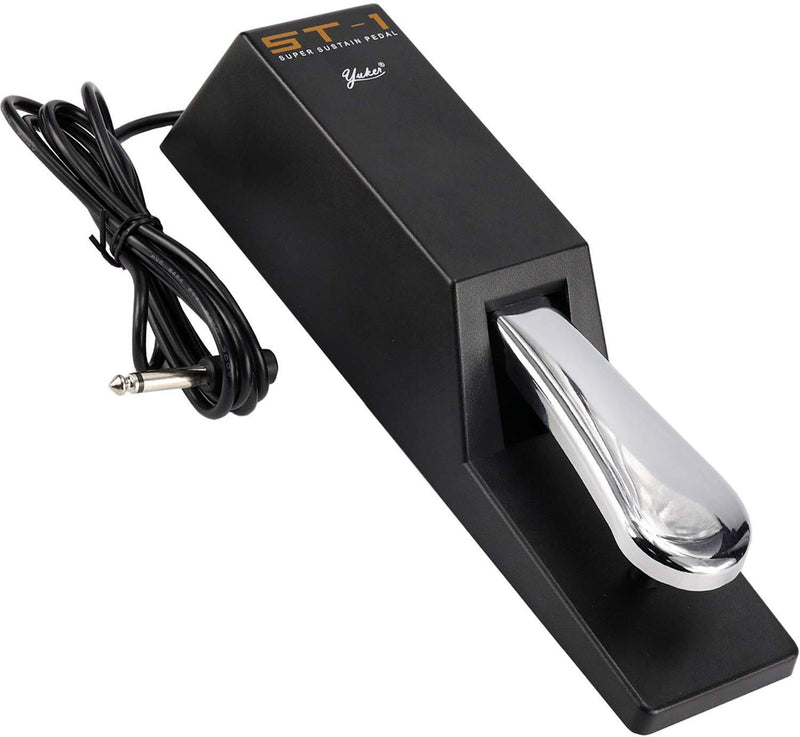 Sustain Pedal, Yuker Universal Sustaining Pedal for MIDI Keyboards,Digital Pianos, 1/4" Foot Pedal with Polarity Switch, 6 Feet Cable - Black