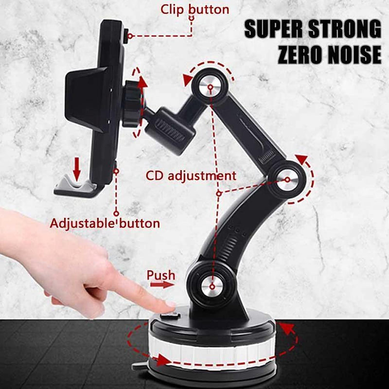 Car Phone Holder Mount, Suction Cup Cell Phone Holder Stand, Universal Dashboard/Windshield/Window Phone Holder One-Button Pop-up Strong Suction Cell Phone Car Mount by HIYITKS (Black)