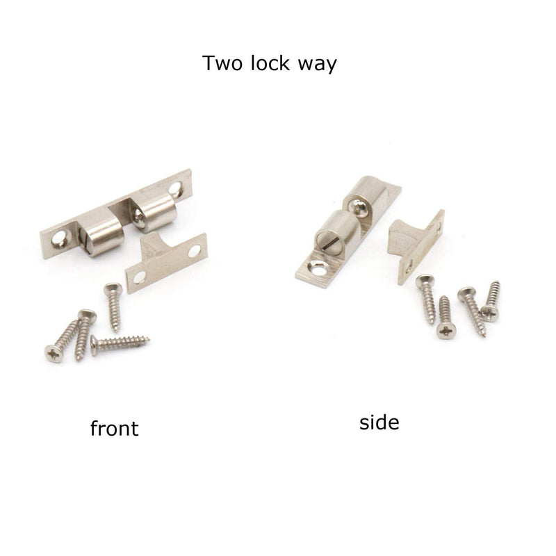 50MM Ball Catch Omitfu Set of 6 Solid Brass Chromium Plated Adjustable Double Ball Tension Roller Catch Latch Hardware Fitting for Cabinet Closet Furniture Door with Screws 50mm Silver