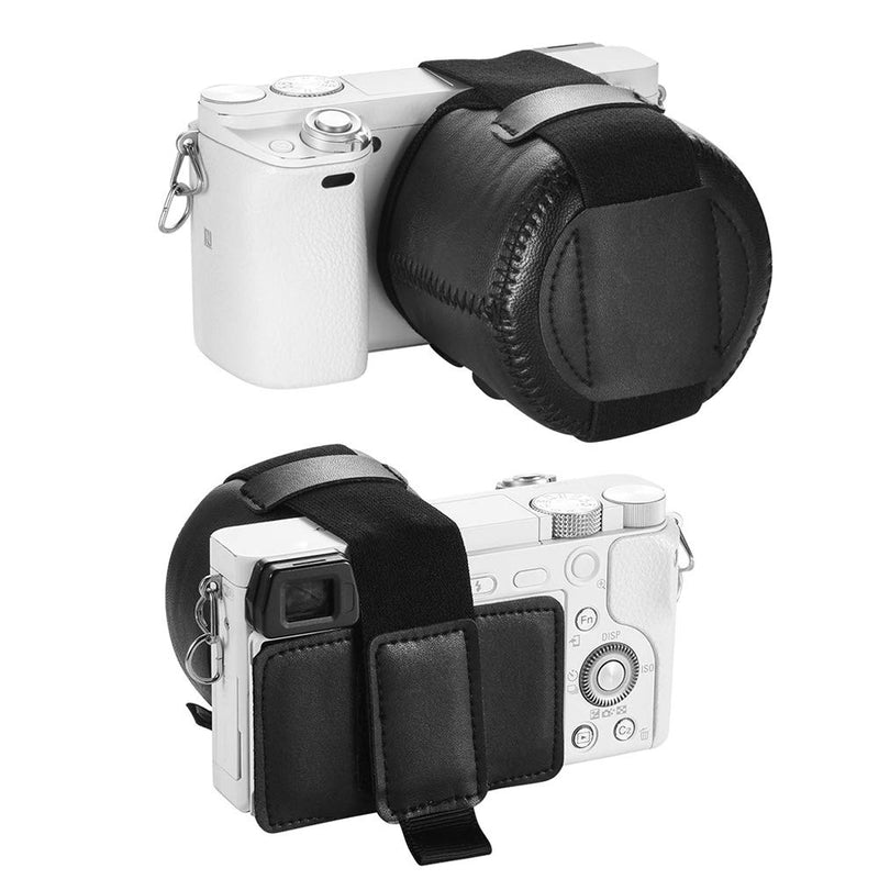 CALIDAKA Camera Lens Cap, Front Lens Cap Covering with Elastic Cap Keeper, PU Leather Camera Lens Case, SLR Camera Lens Protector Anti-Scratch Dust-Proof Portable Camera Lens Cap Large