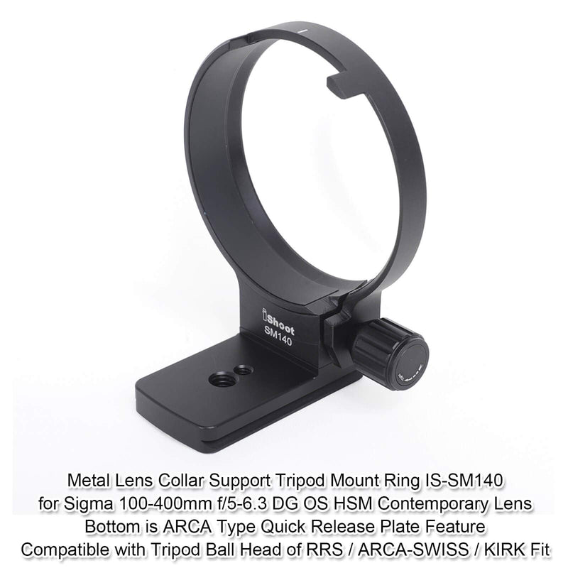 Tripod Mount Ring, iShoot Lens Collar Socket Compatible with Sigma 100-400mm f/5-6.3 DG OS HSM Contemporary Lens (EF/F Mount), Built-in Quick Release Plate for Tripod Ball Head of ARCA-Swiss Kirk Fit