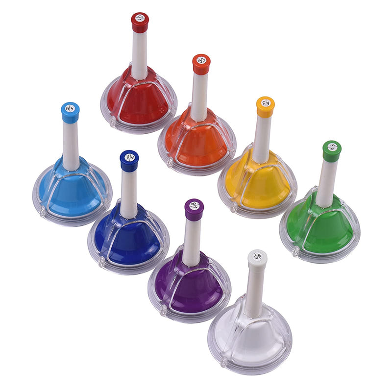 Btuty 8 Note Diatonic Metal Bell Colorful Handbell Hand Percussion Bells Kit for Musical Learning Teaching