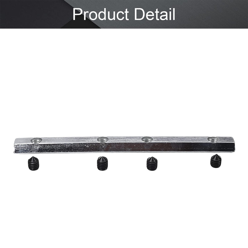 MroMax 20 Series Linear Connector 3.94" x 0.39" x 0.2" (L x W x T) Carbon Steel Galvanized Silver Straight Piece Connection Part 4PCS