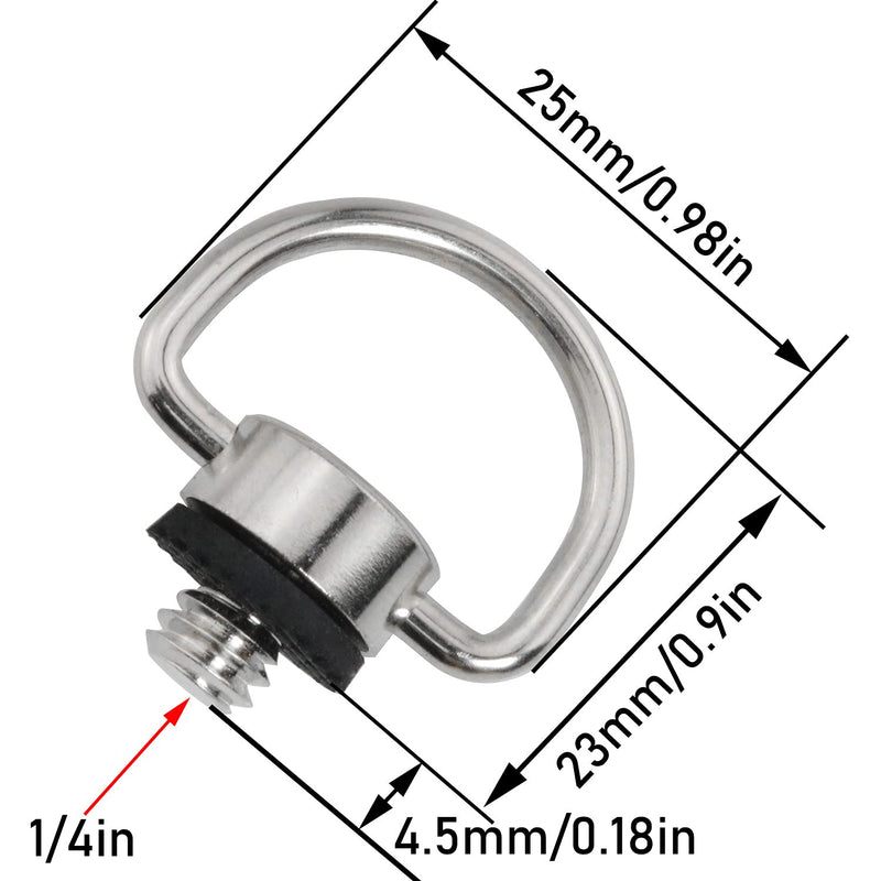 LRONG 2PCS 1/4 inch D Ring Screw Hinged Holder Camera Fixing Screw hread for Tripod DSLR Cameras