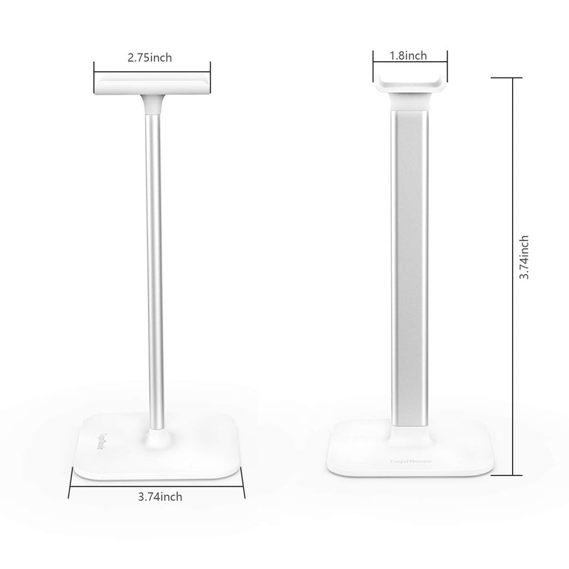 TopMade Headphone Stand Headset Holder Gaming Headset Holder with Aluminum Supporting Bar Non-Slip Silicone Headrest ABS Solid Base Earphone Stand for All Headphones Size (White) 002 White