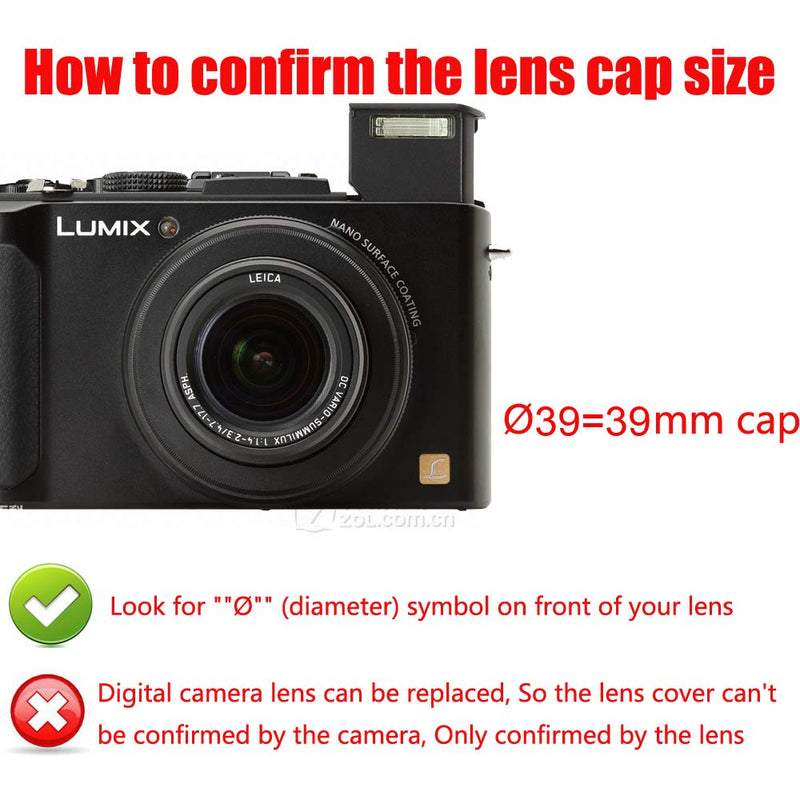 WH1916 [2-Pack] 39mm Lens Cap Cover Compatible for Fujifilm XF 27mm f2.8 XF 60mm f2.4, Compatible for Leica M ELMARIT-M 28mm f2.8 ASPH