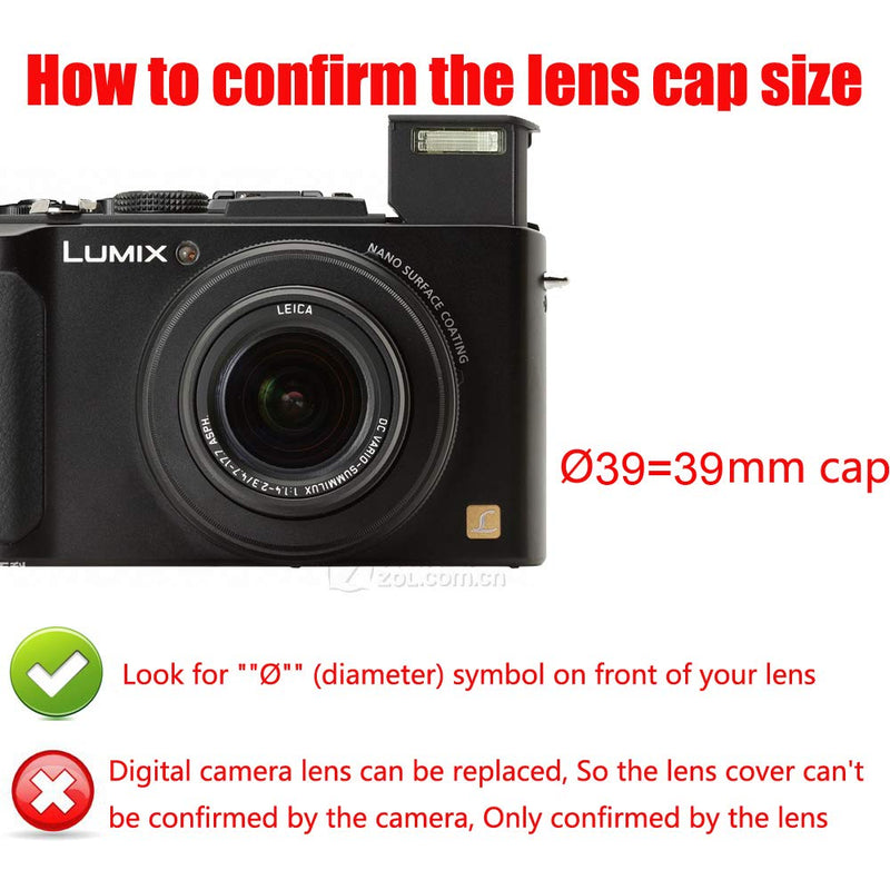 WH1916 39mm Lens Cap Compatible for Fujifilm XF 27mm f/2.8 XF 60mm f/2.4, Compatible for Leica M ELMARIT-M 28mm f/2.8 ASPH [2 Packs]