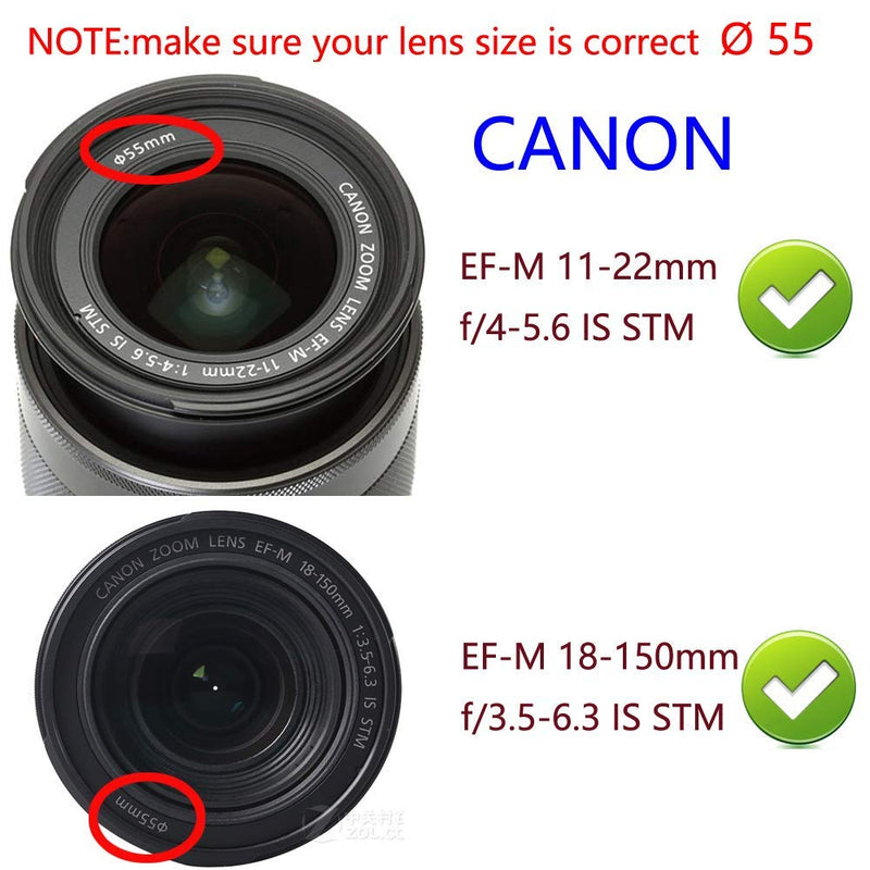 D3500 Lens Cap (55mm) for Nikon D3500 D5600 w/ AF-P 18-55mm for Canon EF-M 11-22mm 18-150mm for Sony DSC-HX400 HX300 (2 Pack)