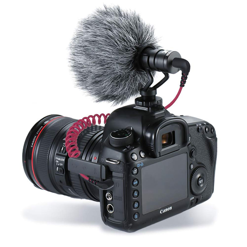 3.5mm TRS Male Microphone Cable, 1/8" Male to Male Coiled Right Angle Mic Cord Connect Camera/Recorder with Microphone Replacement for Rode SC2 Compatible with Canon Nikon DSLR SLR Camera etc 1 Pack
