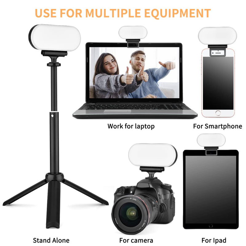 Video Conference Lighting Kit,Rechargeable Zoom Lighting for Computer,Clip on Laptop or Smartphone for Working/Broadcast/ Live Streaming, 3500mAh 6000K LED Video Light with Hot Shoe for DSLR Camera