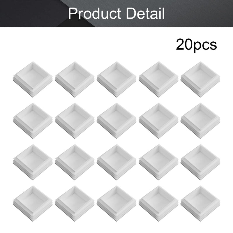 MroMax 20PCS 1.97" x 1.97" (LxW) Plastic Tubing Plug Square Post End Caps for Handrail Stair Newel Guardrail Tube White