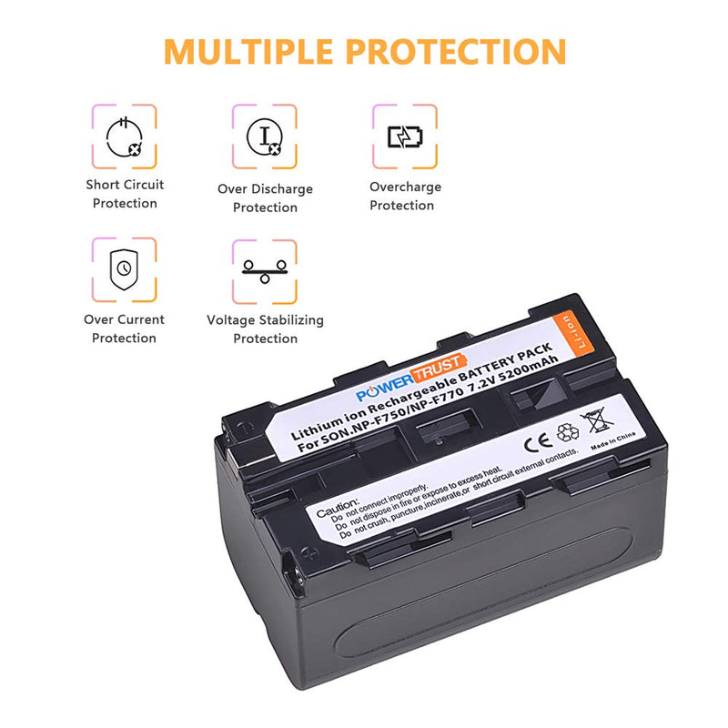 PowerTrust NP-F750 NP-F770 Battery for Sony F750 F770 NP-F730 NP-F960 NP-F970 NP-F550 CD-SC5 CCD-TRV80PK DCR-TRV820 CCD-SC55 Batteries