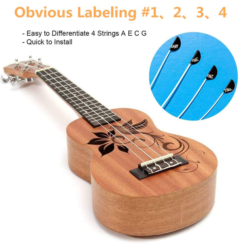 Ukulele Strings, 5 Sets of Nylon Ukulele Strings, String Winder for Soprano (21 Inch) Concert (23 Inch) Tenor (26 Inch) Ukulele with 8 Picks