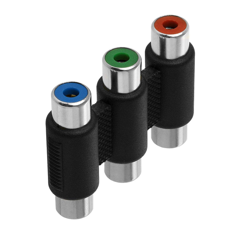 [AUSTRALIA] - Cmple – 3-RCA Jacks Coupler Jointer – RGB Female 3-RCA Adapter Extension AV Audio Video F/F Cable Connector - (10 Pack) 10 Pack 3-RCA Red-Green-Blue 